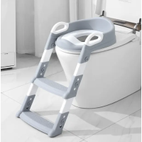 Дитяча приставка до унітазу зі сходами та ручками насадка на стульчак сидіння туалету сходи для дітей Сіра