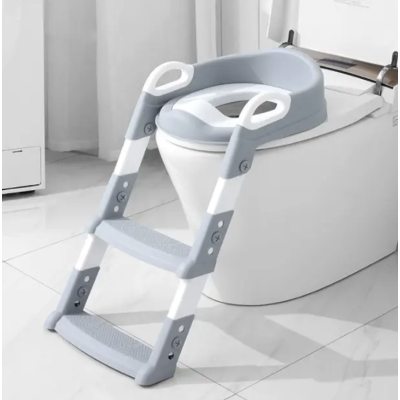 Дитяча приставка до унітазу зі сходами та ручками насадка на стульчак сидіння туалету сходи для дітей Сіра