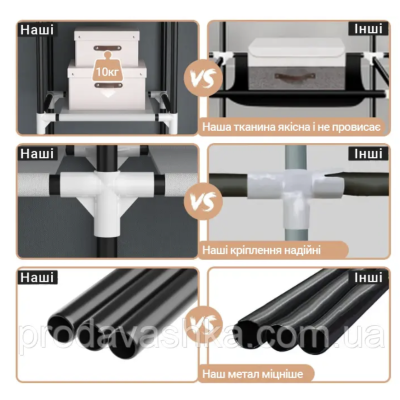Тканинна шафа для одягу на 3 секції Коричневий тканинний органайзер