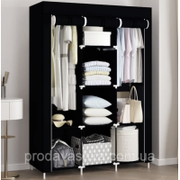 Тканинна шафа для одягу на 3 секції Чорний тканинний органайзер Тканинна шафа для одягу на 3 секції Чорний тканинний органайзер