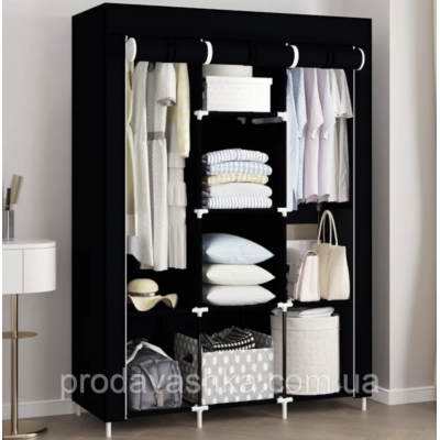 Тканинна шафа для одягу на 3 секції Чорний тканинний органайзер