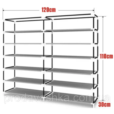 Тканинна шафа для взуття на 12 поличок Сірий тканинний органайзер