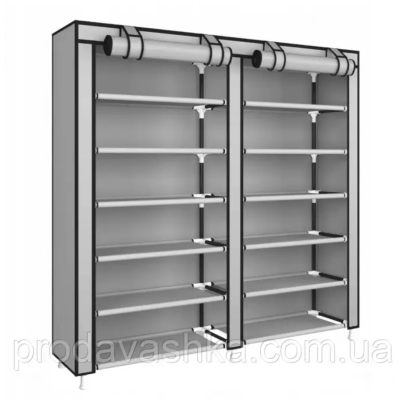 Тканинна шафа для взуття на 12 поличок Сірий тканинний органайзер