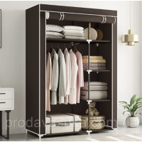 Тканинна шафа для одягу на 2 секції Коричневий тканинний органайзер Тканинна шафа для одягу на 2 секції Коричневий тканинний органайзер