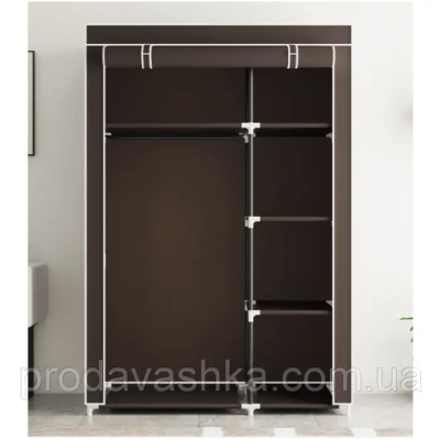 Тканинна шафа для одягу на 2 секції Коричневий тканинний органайзер