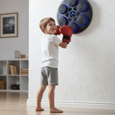 Настінна музична боксерська мішень 40см блютуз інтерактивний тренажер для боксу груша дорослим та дітям з рукавичками для відпрацювання ударів