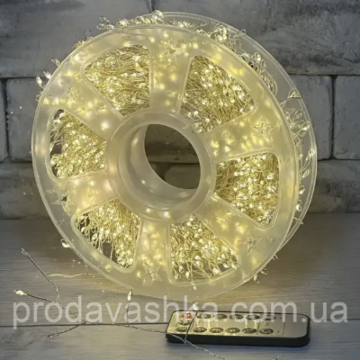 Новорічна світлодіодна гірлянда мішура Крапля роси 20м 600led від мережі з пультом Хвойна лапа нитка біла провід для ялинки Золото Новорічна світлодіодна гірлянда мішура Крапля роси 20м 600led від мережі з пультом Хвойна лапа нитка біла провід для ялинки Золото