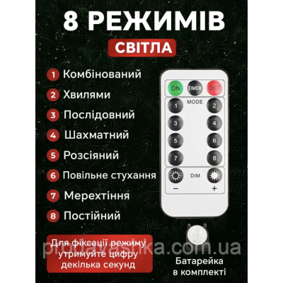 Новорічна світлодіодна гірлянда мішура Крапля роси 20м 600led від мережі з пультом Хвойна лапа нитка зелена для ялинки Золото