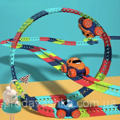 Антигравітаційний гнучкий автотрек 138 деталей дитяча неонова автомобільна гоночна траса з машинкою changeable track