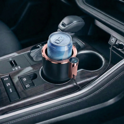 Автомобільний підстаканник з охолодженням та підігрівом тримач напоїв пляшки смарт термокружка для авто від прикурювача Чорний