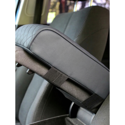 Автомобільний підлокітник із двома підстаканниками універсальний органайзер для авто серветок подушка-підставка з кишенею Сірий