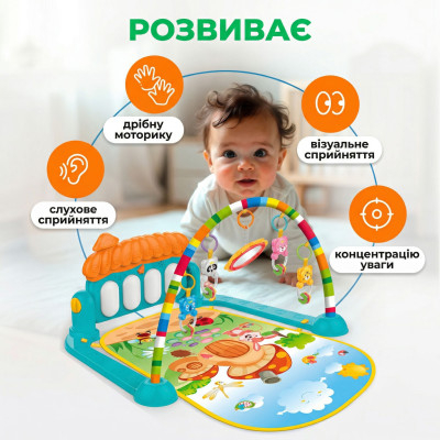 Дитячий розвиваючий ігровий килимок з музичним піаніно підвісними іграшками брязкальцями для малюка немовля музика гра Дитячий розвиваючий ігровий килимок з музичним піаніно підвісними іграшками брязкальцями для малюка немовля музика гра