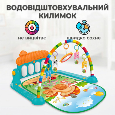 Дитячий розвиваючий ігровий килимок з музичним піаніно підвісними іграшками брязкальцями для малюка немовля музика гра Дитячий розвиваючий ігровий килимок з музичним піаніно підвісними іграшками брязкальцями для малюка немовля музика гра