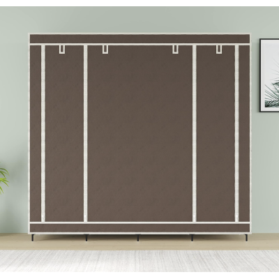 Тканинна шафа для одягу на 4 секції на 12 полиць Коричневий тканинний органайзер Тканинна шафа для одягу на 4 секції на 12 полиць Коричневий тканинний органайзер