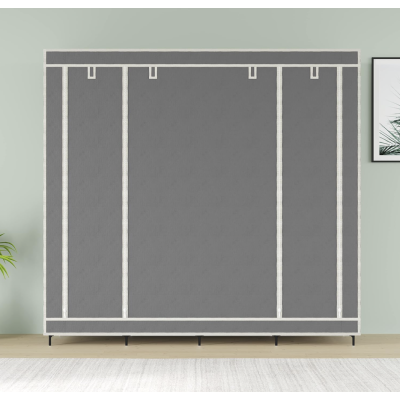 Тканинна шафа для одягу на 4 секції на 12 полиць Сірий тканинний органайзер Тканинна шафа для одягу на 4 секції на 12 полиць Сірий тканинний органайзер