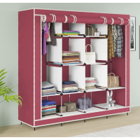 Тканинна шафа для одягу на 4 секції на 12 полиць Бордовий тканинний органайзер Тканинна шафа для одягу на 4 секції на 12 полиць Бордовий тканинний органайзер