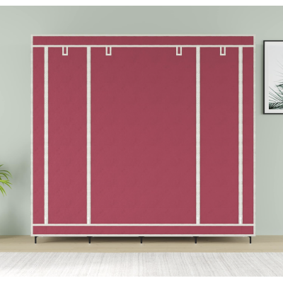 Тканинна шафа для одягу на 4 секції на 12 полиць Бордовий тканинний органайзер