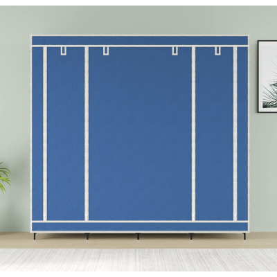 Тканинна шафа для одягу на 4 секції на 12 полиць Синій тканинний органайзер Тканинна шафа для одягу на 4 секції на 12 полиць Синій тканинний органайзер