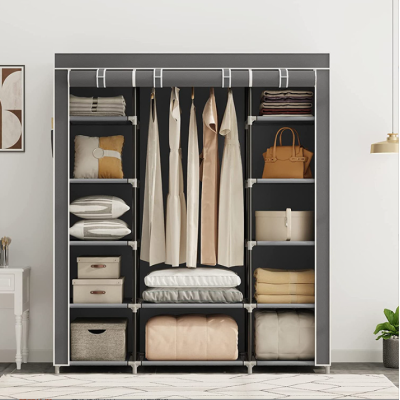 Складна тканинна шафа-органайзер на 2 секції HCX для зберігання речей та взуття T-2712 Коричневий Складна тканинна шафа-органайзер на 2 секції HCX для зберігання речей та взуття T-2712 Коричневий