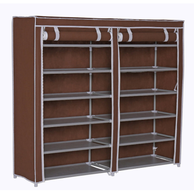 Складна тканинна шафа-органайзер на 2 секції HCX для зберігання речей та взуття T-2712 Коричневий Складна тканинна шафа-органайзер на 2 секції HCX для зберігання речей та взуття T-2712 Коричневий