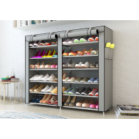 Складной тканевой шкаф-органайзер на 2 секции HCX для хранения вещей и обуви T-2712 Серый