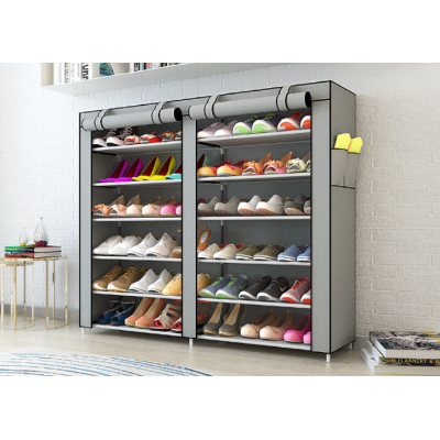 Складна тканинна шафа-органайзер на 2 секції HCX для зберігання речей та взуття T-2712 Сірий