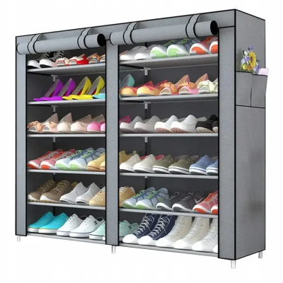 Складна тканинна шафа-органайзер на 2 секції HCX для зберігання речей та взуття T-2712 Сірий