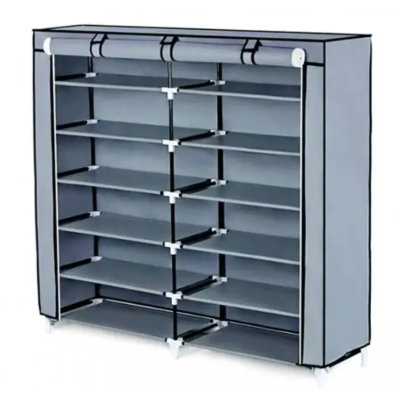 Складна тканинна шафа-органайзер на 2 секції HCX для зберігання речей та взуття T-2712 Сірий