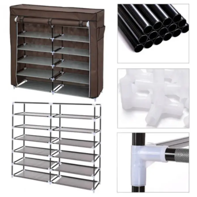 Складна тканинна шафа-органайзер на 2 секції HCX для зберігання речей та взуття T-2712 Сірий