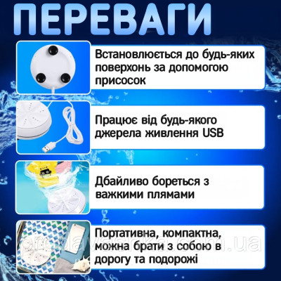 Портативна міні пральна машинка Mini Wash ультразвукова пралка від USB переносна для прання ЮСБ