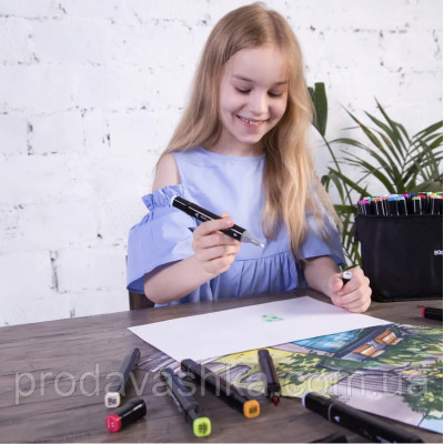 Набір скетч маркерів Sketchmarker 48шт палітра кольорів для малювання та скетчингу двосторонні спиртові фломастери в сумці