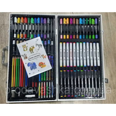 Дитячий художній подарунковий набір для малювання 95 предметів Inspire Children у валізці фломастери маркери олівці фарби крейди для творчості Дитячий художній подарунковий набір для малювання 95 предметів Inspire Children у валізці фломастери маркери олівці фарби крейди для творчості