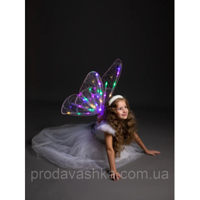 Дитячі крила метелика подарунок для дівчинки феї світлодіодні на лямках з функцією руху та музикою для костюма Рожеві