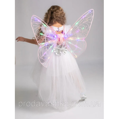 Дитячі крила метелика подарунок для дівчинки феї світлодіодні на лямках з функцією руху та музикою для костюма Рожеві