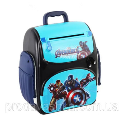 Дитяча електронна скарбничка сейф-рюкзак Месники з кодовим замком вібдитком пальця купюроприймач для паперових грошей монет Синя Дитяча електронна скарбничка сейф-рюкзак Месники з кодовим замком вібдитком пальця купюроприймач для паперових грошей монет Синя