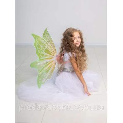Дитячі крила метелика подарунок для дівчинки феї світлодіодні на лямках з функцією руху та музикою для костюма Зелені Дитячі крила метелика подарунок для дівчинки феї світлодіодні на лямках з функцією руху та музикою для костюма Зелені