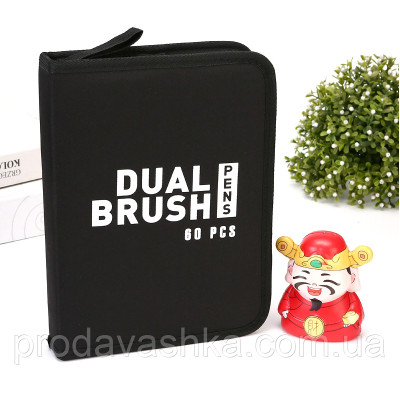 Дитячий набір акварельних маркерів для малювання 60шт двосторонніх фломастерів у сумці для творчості на водній основі художні