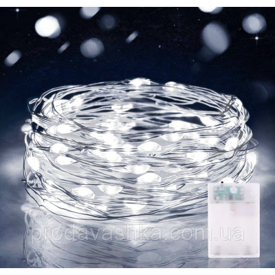 Новорічна світлодіодна гірлянда Крапля роси 30 LED 3 м на батарейках нитка для прикраси будинку ялинки святкове освітлення Біле світло