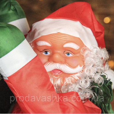 Іграшка Дід Мороз піднімається сходами 75см Новорічний декор для дому на ялинку фігурка Санта Клаус 50см