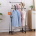 Зручна подвійна вішалка Double Pole телескопічна стійка для підлоги для одягу Дабл пол передвижная з полицею для взуття