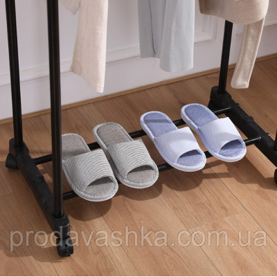 Зручна подвійна вішалка Double Pole телескопічна стійка для підлоги для одягу Дабл пол передвижная з полицею для взуття