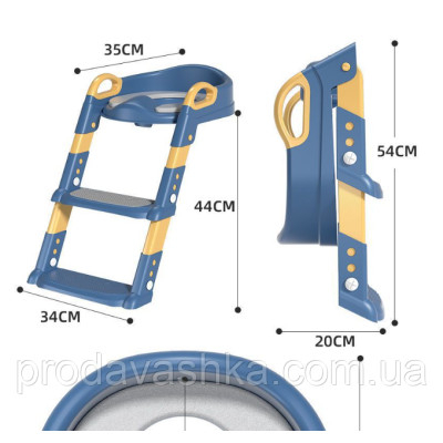 Дитяча приставка до унітазу зі сходами та ручками насадка на стульчак сидіння туалету сходи для дітей Синє Дитяча приставка до унітазу зі сходами та ручками насадка на стульчак сидіння туалету сходи для дітей Синє