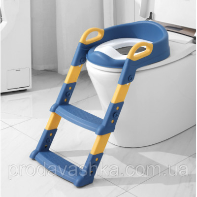 Дитяча приставка до унітазу зі сходами та ручками насадка на стульчак сидіння туалету сходи для дітей Синє