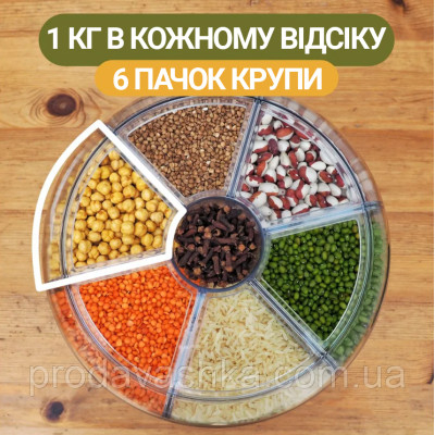 Круглий диспенсер для сипучих продуктів 9 л секцій дозатор круп органайзер з кнопкою ємність обертання 360 для кухні Круглий диспенсер для сипучих продуктів 9 л секцій дозатор круп органайзер з кнопкою ємність обертання 360 для кухні