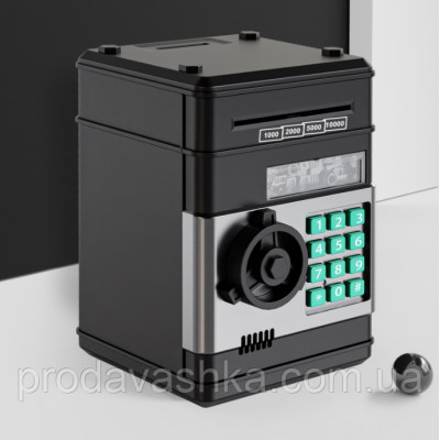 Дитяча електронна скарбничка сейф-банкомат Number Bank Чорна з кодовим замком та купюроприймачем для паперових грошей та монет зі звуковими ефектами