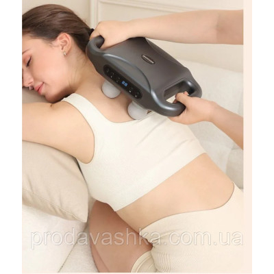 Перкусійний ударний масажер для тіла вібраційний м'язовий портативний пістолет інфрачервоний масаж 4 головки 9 режимів