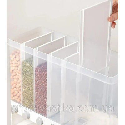 Органайзер для сипучих продуктів 10 л контейнер круп з кнопкою диспенсер 6 секцій для кухні