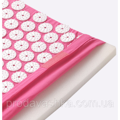 Акупунктурний килимок масажний аплікатор Кузнєцова з валиком подушкою Рожевий ортопедичний набір масажер для спини Акупунктурний килимок масажний аплікатор Кузнєцова з валиком подушкою Рожевий ортопедичний набір масажер для спини