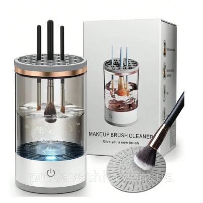 Автоматичний очищувач пензлів та спонжів для макіяжу Cleaning Brush 2 в 1 акумуляторна підставка для сушіння та очищення пензликів та спонжиків Автоматичний очищувач пензлів та спонжів для макіяжу Cleaning Brush 2 в 1 акумуляторна підставка для сушіння та очищення пензликів та спонжиків