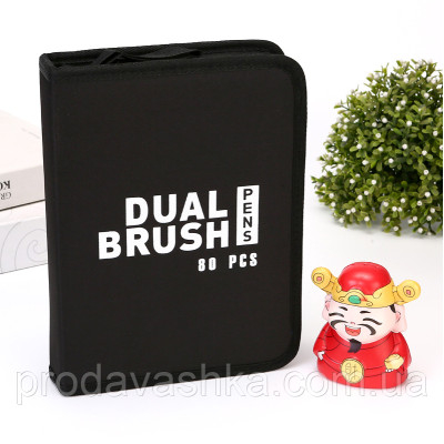 Дитячий набір акварельних маркерів для малювання 80шт двосторонніх фломастерів у сумці для творчості на водній основі художні